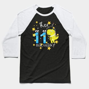 Youth 11 Year Old Shirt 11th Birthday Boy T Rex Dinosaur Astronaut Baseball T-Shirt